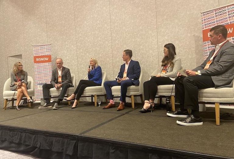 MP Boston's Kathleen MacNeil, Shawmut Design and Construction's Tom Perry, Harvard University's Heather Henriksen, CREF's Ryan Hayden, Dyer Brown's Laurel Christensen and NFP's Dustin Smith.