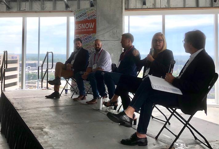 Bluestone Lane's Diego Martin, WhyHotel's Jason Fudin, M.C. Dean's Bill Dean, ID.me's Jean Rosauer and The Meridian Group's Gary Block. 