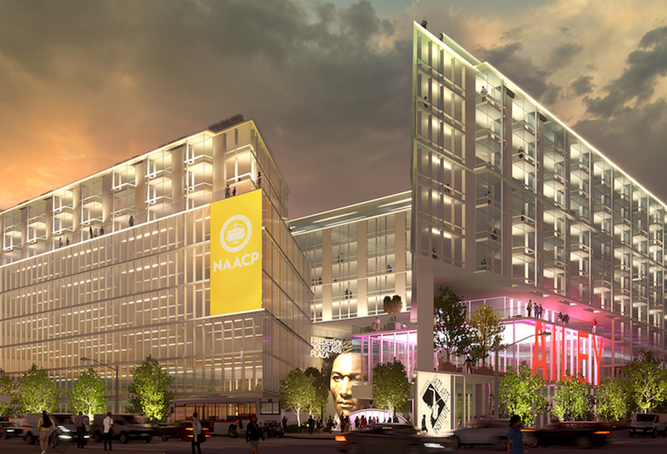A rendering of the CSG Urban-led team's proposal for the Reeves Center redevelopment.