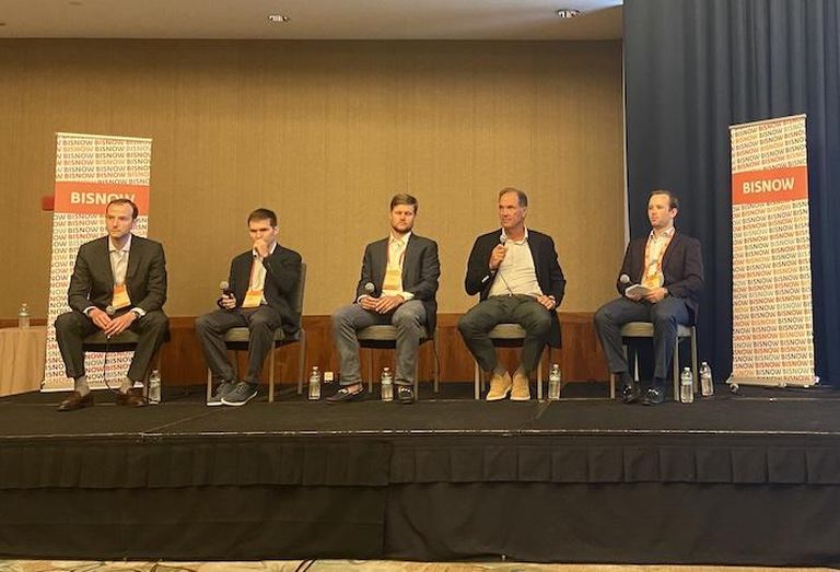 Lendlease's Philip Lamere, GI Partners' John Curran, Camber Development's David Wilkinson, Boston Global Investors' John Hynes III and Bisnow's Chris Picher.