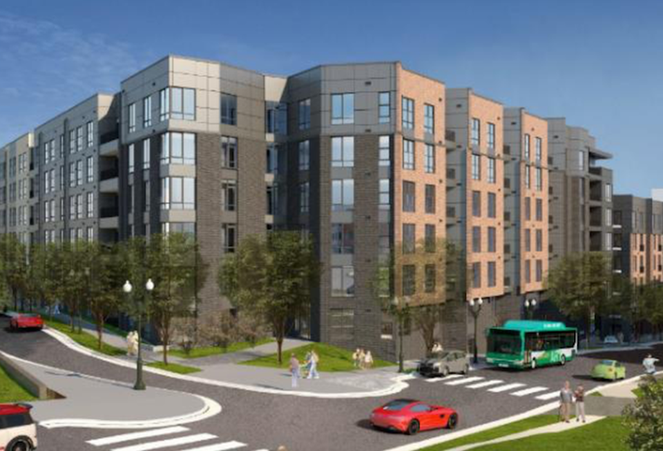 A rendering of Merion Group's planned redevelopment at 835 South Greenbrier St.