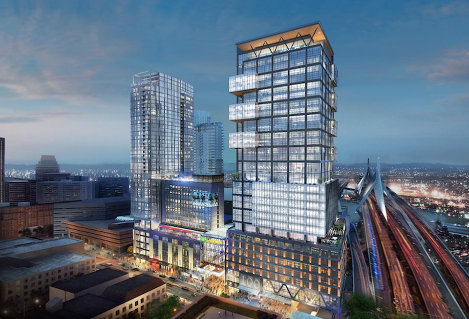 A rendering of Boston Properties' Hub on Causeway development next to the TD Garden.