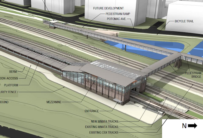 A rendering of the future Potomac Yard Metro station A rendering of the future Potomac Yard Metro station