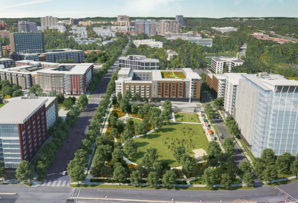 A rendering of PS Business Parks' The Mile development in Tysons