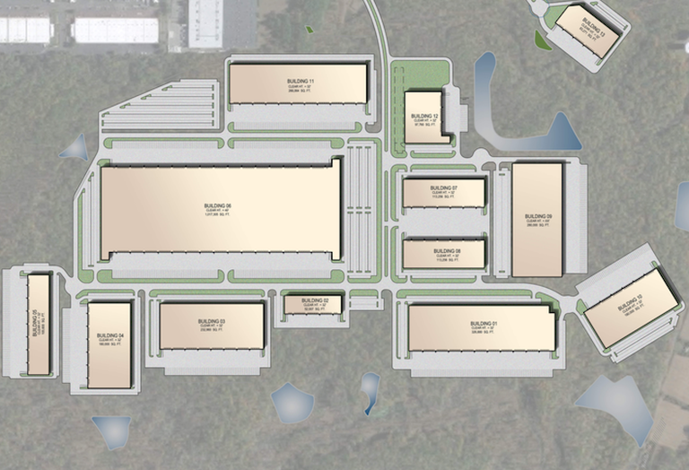 A site plan of Manekin Cos.' planned 3M SF industrial park in Prince George's County. 