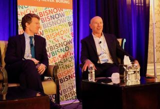 Walker & Dunlop CEO Willy Walker and Starwood CEO Barry Sternlicht at a 2018 Bisnow event. 