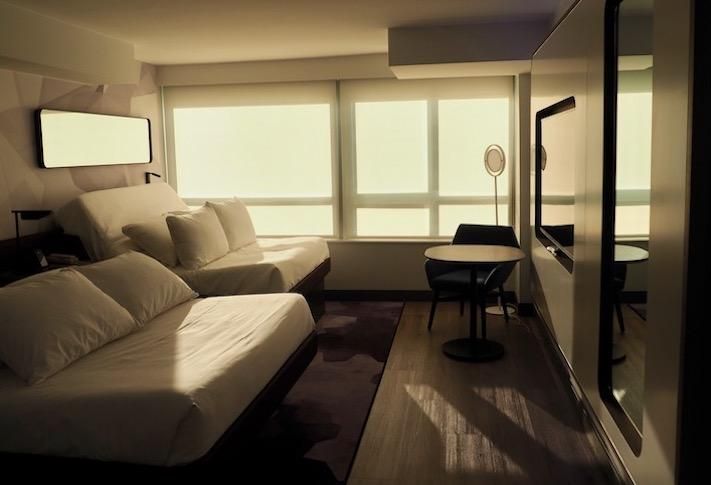 The rooms at Yotel feature an automated SmartBed that converts into a couch. 