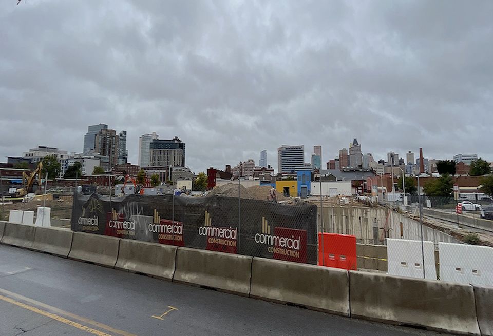 View of Baltimore's skyline from across the former Perkins Homes site. 