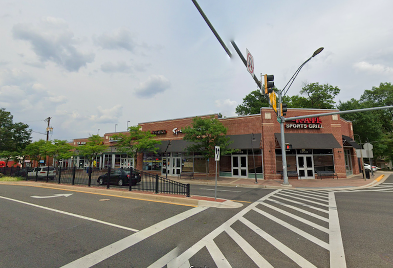 The existing retail on the site at the Baltimore Avenue-Hartwick Road intersection in College Park. 