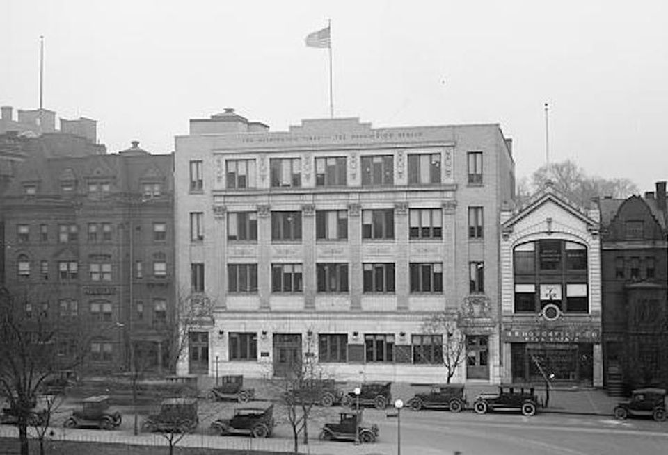 A 1920s-era photo of the 1307 New York Ave. NW building when it served as the headquarters for the Washington Times-Herald.
