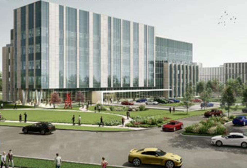 A rendering of the 200K SF lab building on Darnestown Road in Rockville.
