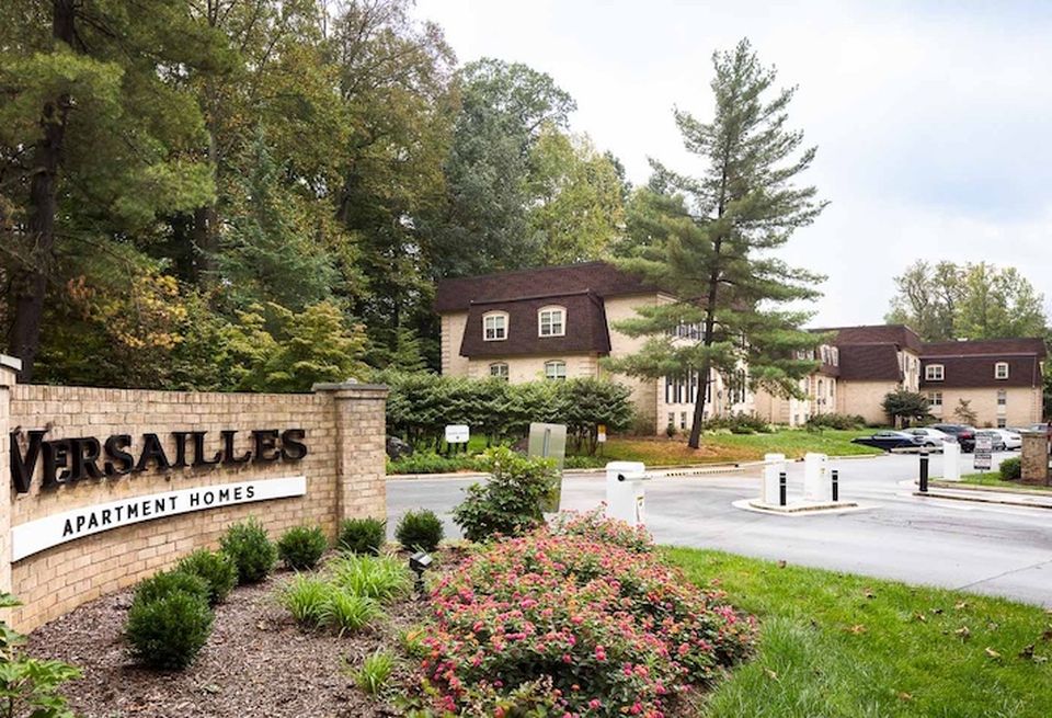 Entrance of the Versailles Apartments in Towson, Maryland