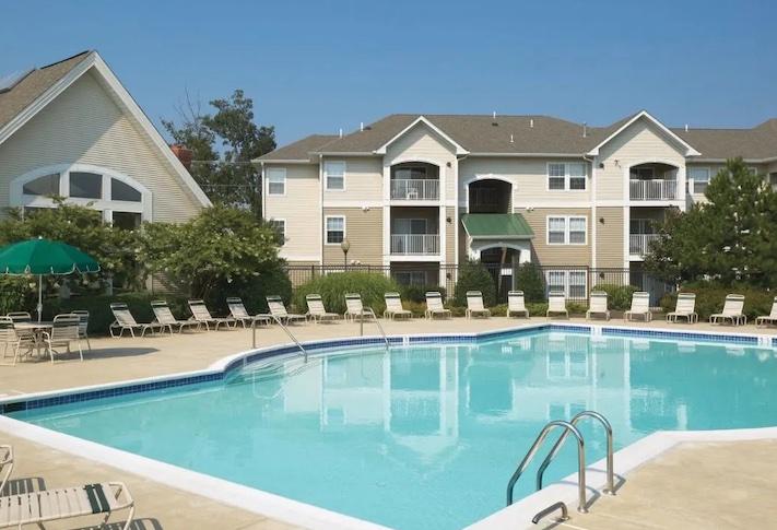 The outdoor pool at the Fields at Cascades multifamily complex in Sterling, Virginia. 