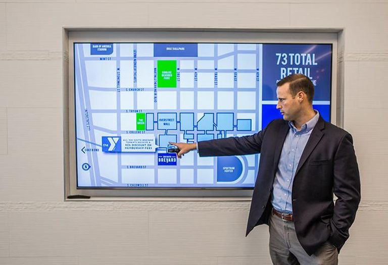 300 South Brevard offers access to LYNX Light Rail’s Third Street Station and Overstreet Mall. Stream Realty Partners vice president Jay Coleman shows the office tower's building in proximity to other spaces in Uptown.