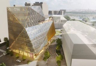 A rendering of the first building on the Virginia Tech Innovation Campus in Potomac Yard.