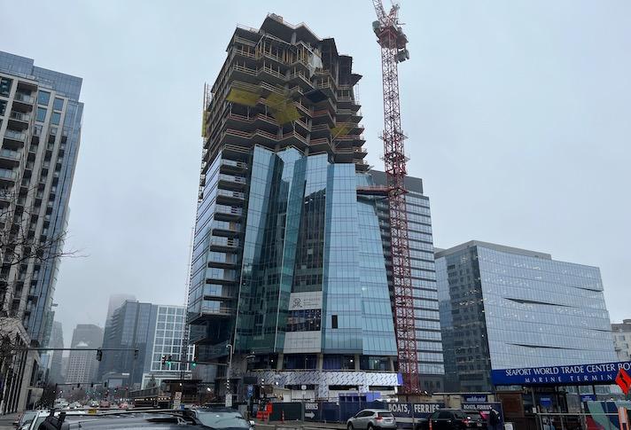 The under-construction St. Regis Residences condo tower in the Seaport, photographed Dec. 30. 