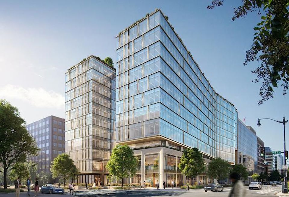 A rendering of Skanska's 17xM office building in Downtown D.C.