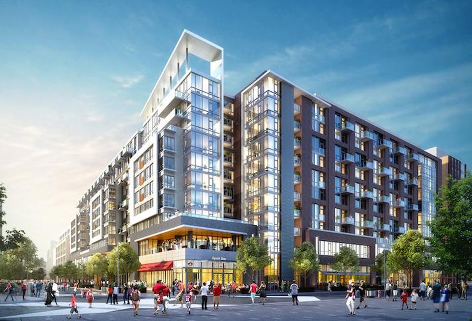 A rendering of the 127-unit eNvy condo building Jair Lynch is building near Nationals Park