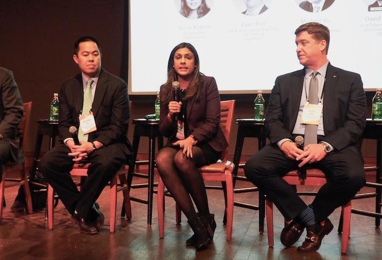 CBRE's David Webb, Artemis Real Estate Partners' Michael Vu, CapitalSource's Sonia Khanna and and EagleBank's Ryan Riel