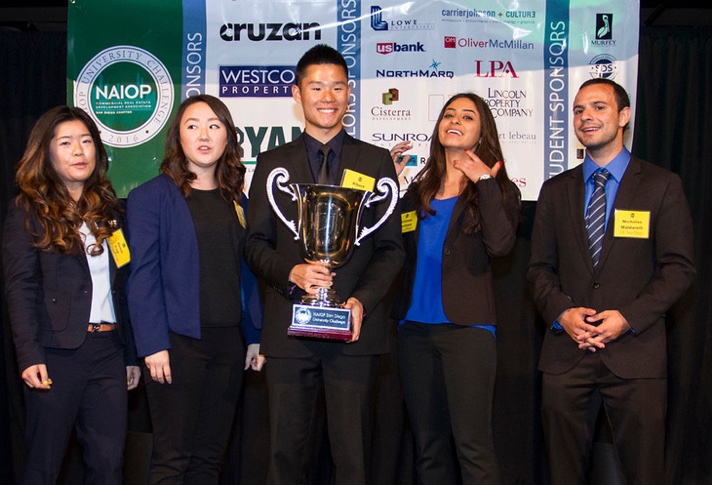 USCD NAIOP San Diego University Challenge winning team members are (l-r) are: Jenni Cen, Michelle Markiewicz, Albert Liang, Cristina Martinez and Nicholas Maldarelli..