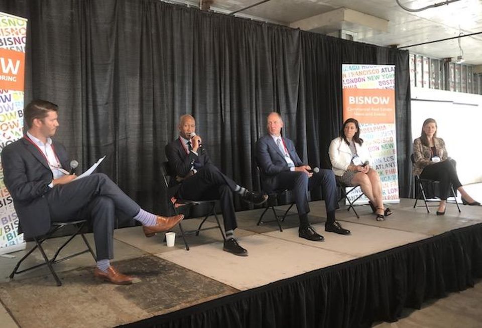 Walsh, Colucci's Bob Brant, Asland Capital Partners' James Simmons, Lowe Enterprises' Mark Rivers, Alexandria Economic Development Partnership's Stephanie Landrum and JBG Smith's Bailey Edelson.