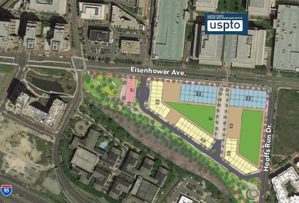 An aerial site plan of the Carlyle Corner property at 2000 Eisenhower Ave. in Alexandria.