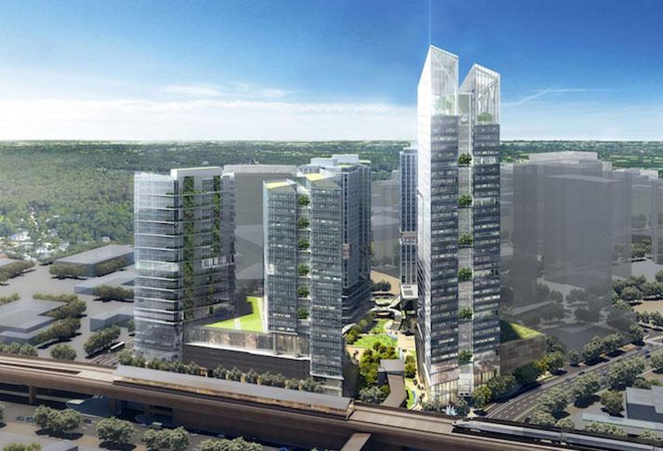 A rendering of the View at Tysons development, featuring the 600-foot Iconic tower