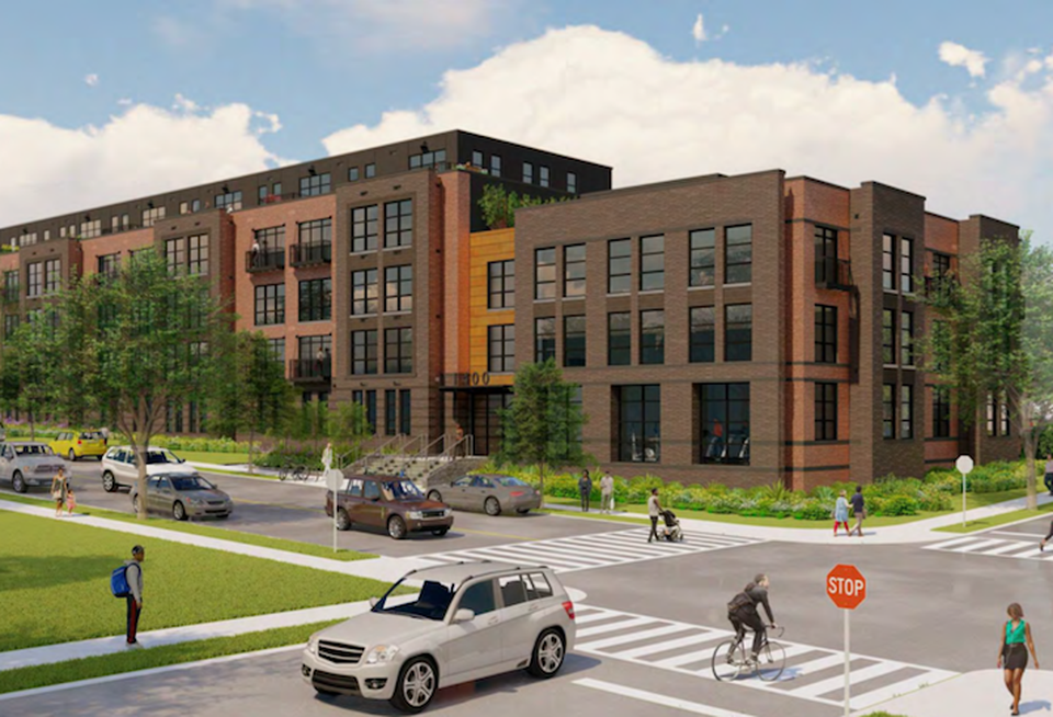 A rendering of MidCity's 108-unit project at 1400 Montana Ave. NE