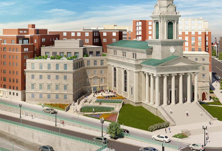 A rendering of the office redevelopment at 1401 Massachusetts Ave. NW. 