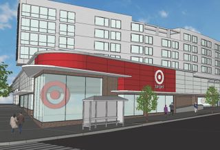 A rendering of Target's planned Tenleytown store at 4500 Wisconsin Ave. NW