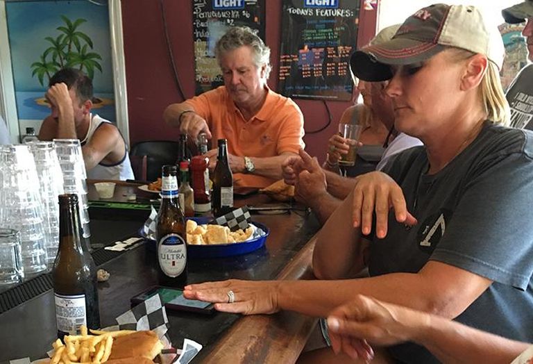 Customers at Buzz’s Roost at the Beach at Carolina Beach, N.C., on Tuesday afternoon.