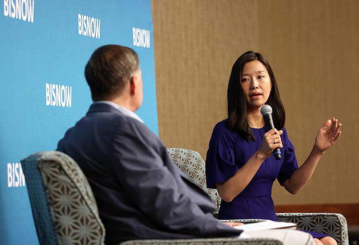 Boston Mayor Michelle Wu at Bisnow's Boston Multifamily Conference.