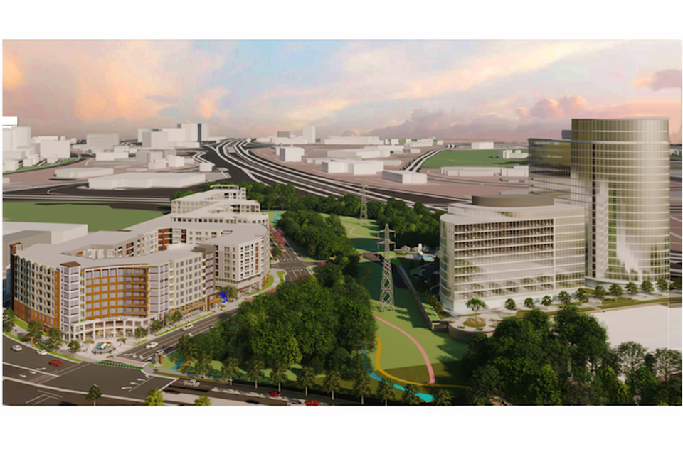 A rendering of Quadrangle's plans for Fairbrook Park in Herndon.