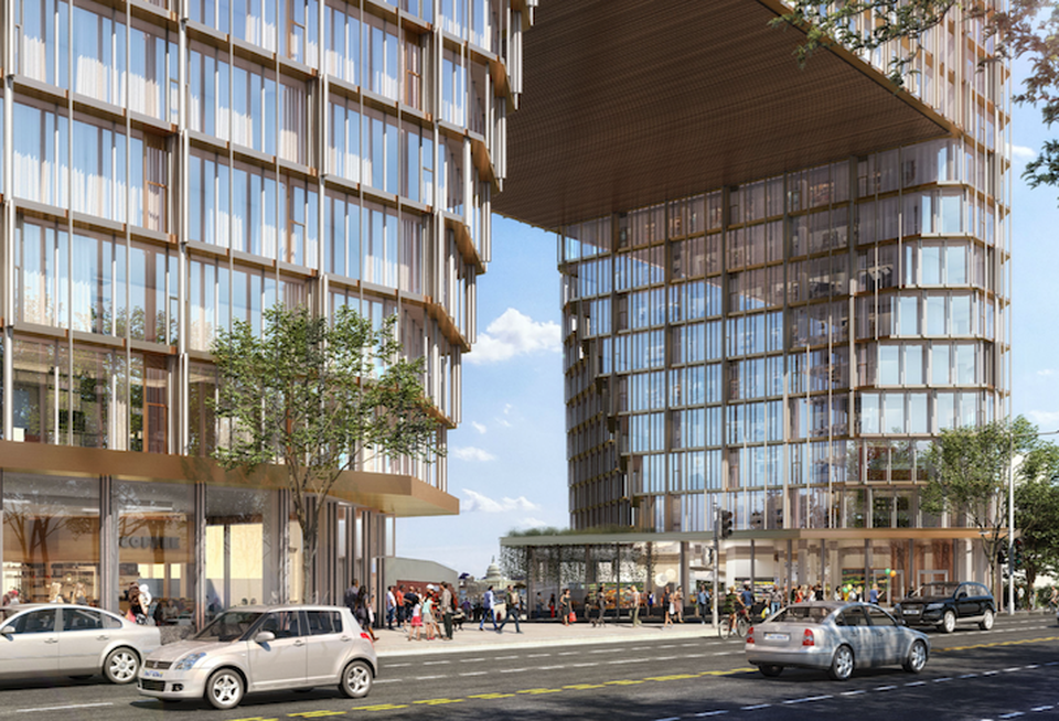 A rendering of the project Edens plans at the New York Avenue-4th Street NE intersection