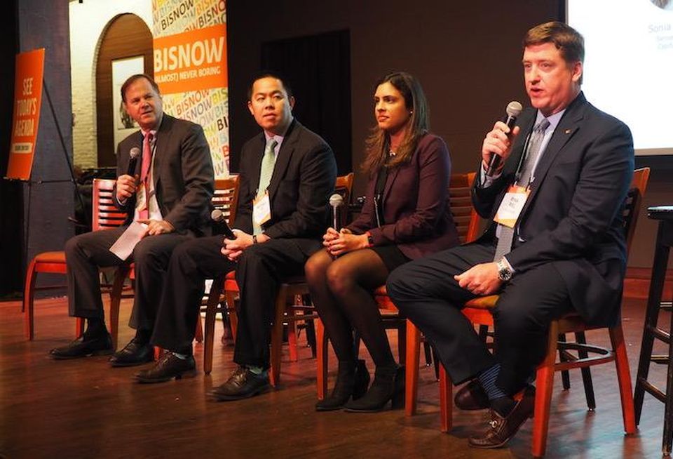 CBRE's David Webb, Artemis Real Estate Partners' Michael Vu, CapitalSource's Sonia Khanna and and EagleBank's Ryan Riel