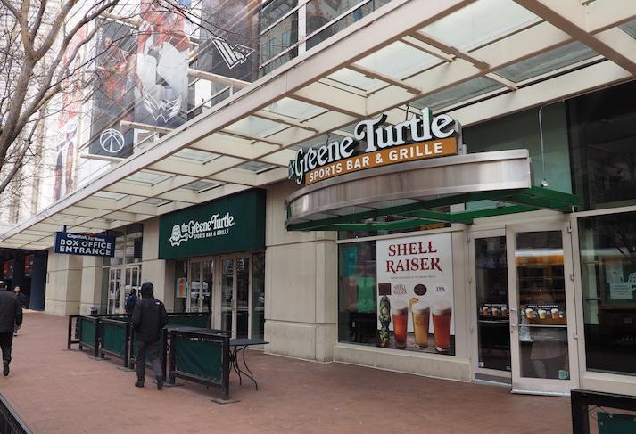 The Greene Turtle Sports Bar & Grille in the corner of the Capital One arena