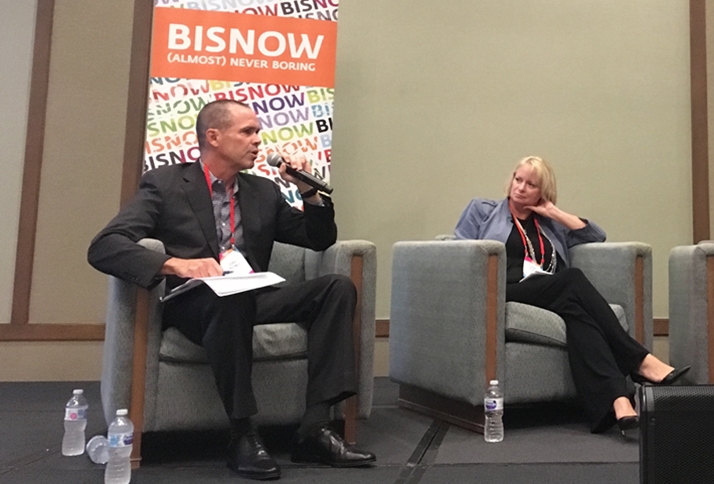 Avison Young Principal and Managing Director Jerry Keeney, who moderated, and California Life Sciences Association Senior Director, Operations Elizabeth Hewitt Gibson.