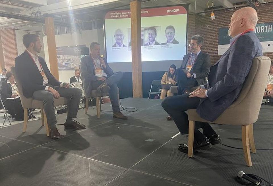 Savills' Chris Gorczyca, Berkeley Investments' Daniel McGrath, Jacobs' Filo Castore and Related Beal's Stephen Faber at Boston Life Sciences Real Estate Conference.