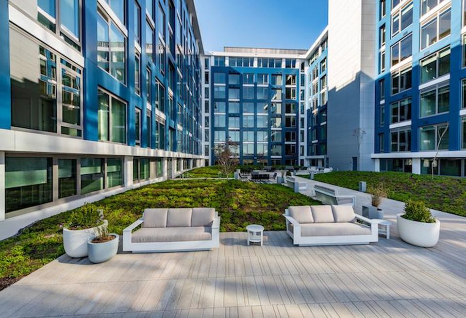 One of the courtyards at Douglas Development's Watermark building on Buzzard Point.