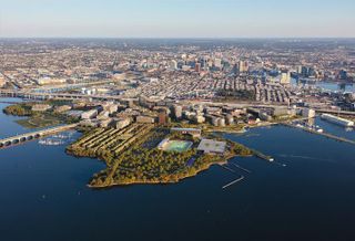 An aerial view of the development that the team has rebranded as Baltimore Peninsula.