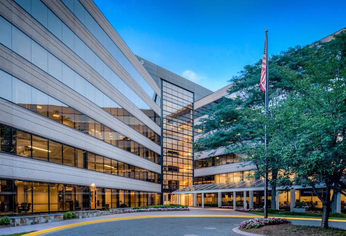 The office building at 3170 Fairview Park Drive in Falls Church. 