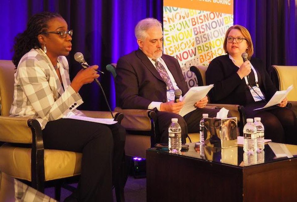 Kaiser Permanente's Celeste James, Bon Secours Health System's George Kleb and Enterprise Community Partners' Laurel Blatchford