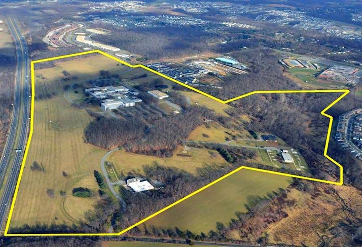 An aerial view of the 204-acre Comsat campus in Clarksburg
