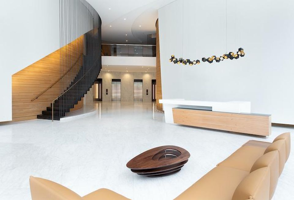 The lobby in Meridian's newly renovated office building at 1400 L St. NW.