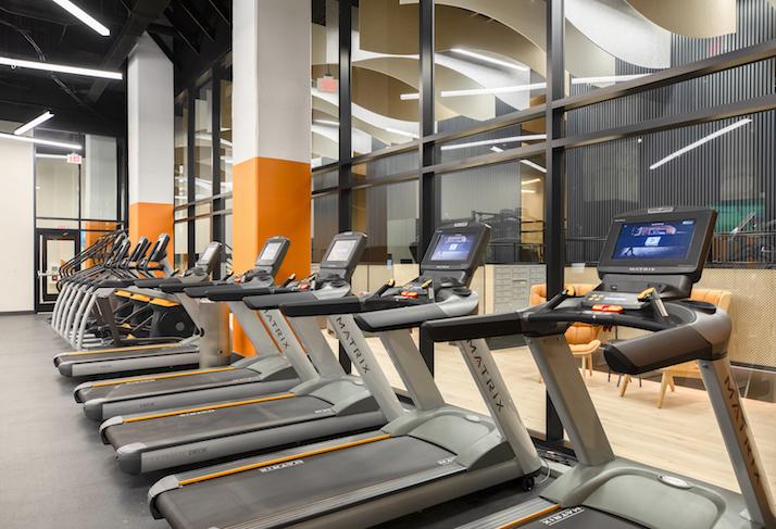 The treadmills in the RiverPoint fitness center. 