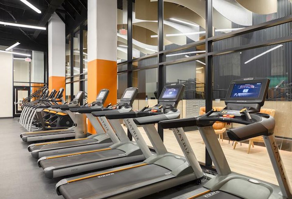 The treadmills in the RiverPoint fitness center. 