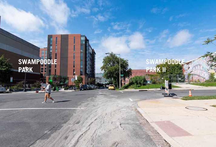 The Third and L streets NE intersection, with the new park site labeled as Swampoodle Park II. 