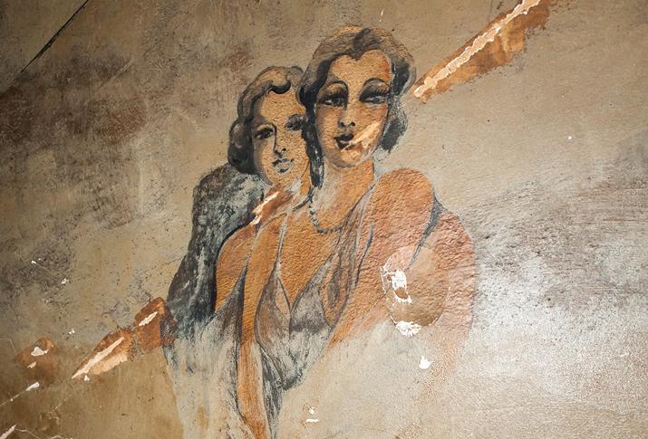 One Of The Prohibition-Era Murals Discovered During The Louisa Building Renovation One of the Prohibition-era murals discovered during the Louisa Building renovation