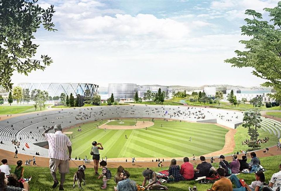 Rendering of the amphitheater that would replace the Oakland Coliseum
