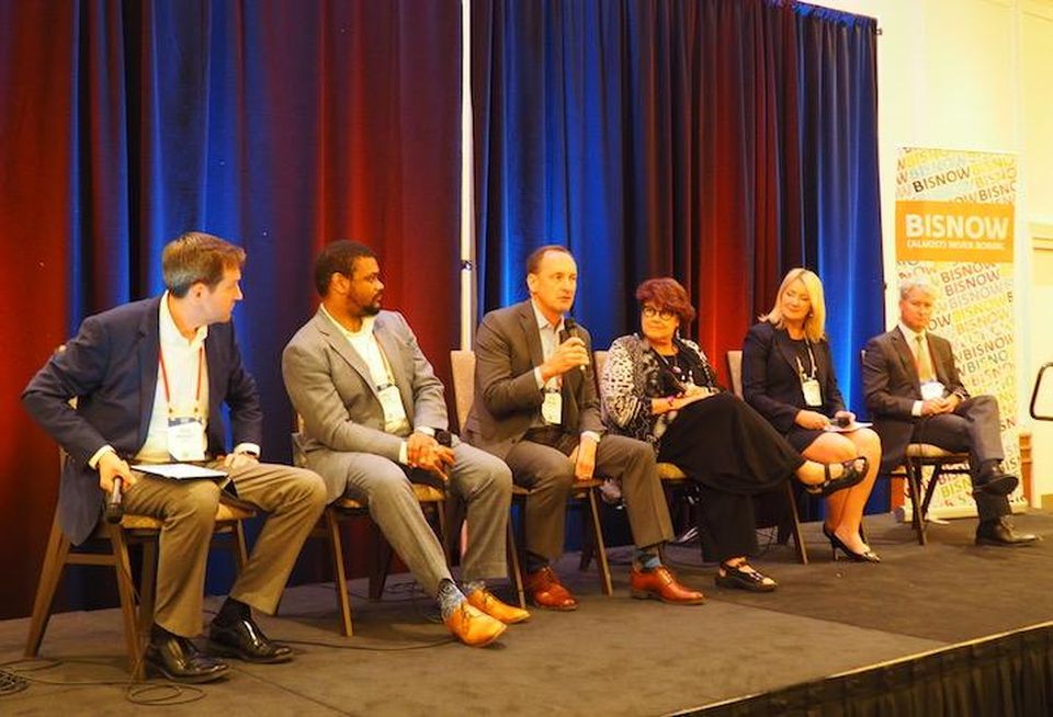 NMHC's Rick Haughey, Eversource Energy's James Carter, Greystar's Kevin Sheehan, Studio G Architects' Gail Sullivan, Tour24's Georgianna Oliver and Lendlease's Nicholas Iselin